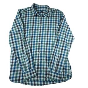 The North Face Mens Long Sleeve Gingham Button Up Shirt Large L Blue Green Brown